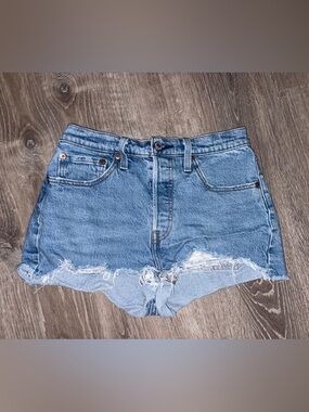 Levi's Light Blue Distressed Denim Cutoff Shorts - Women